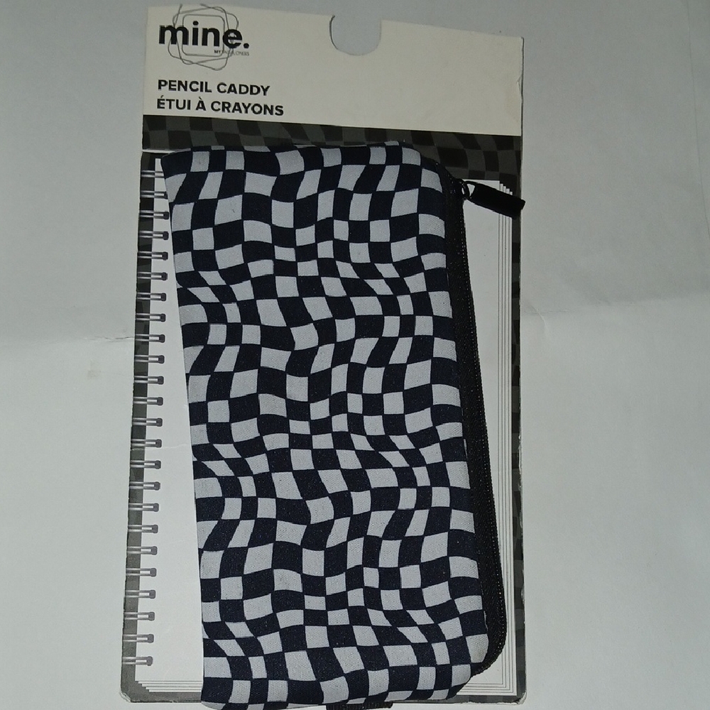 Mine Checkered Black and White Pencil Caddy NWT